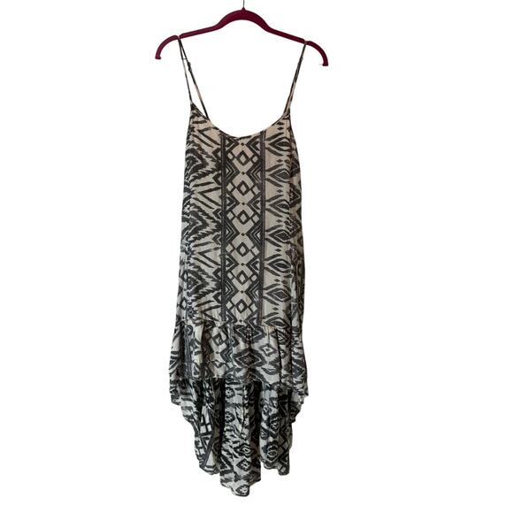 Billabong Designers Closet Gray/Cream Aztec Graphic High-Low Mini Dress Size M - Picture 1 of 8